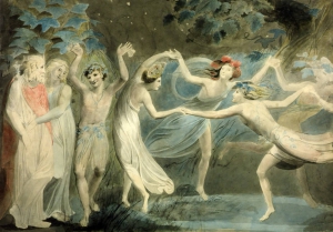 Oberon, Titania and Puck dancing with Fairies. William Blake c.1786