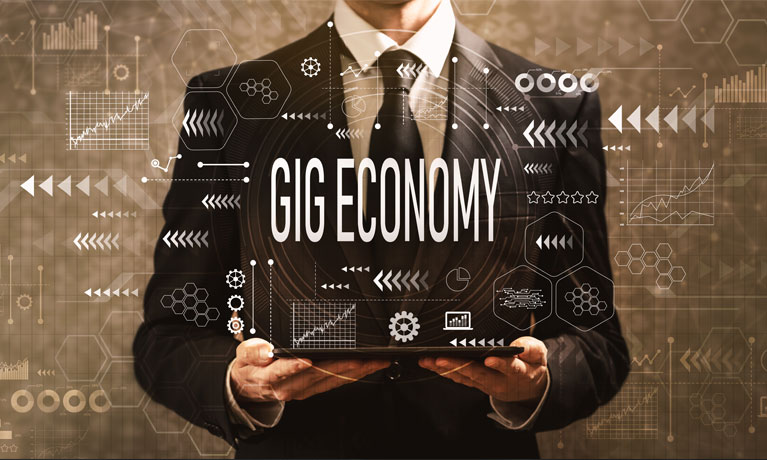 gig economy stock image with text: gig economy 