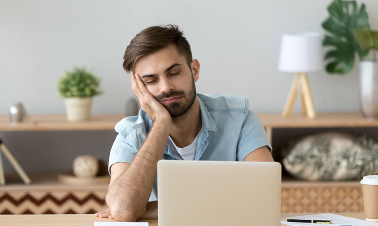 fallen asleep on the computer at home