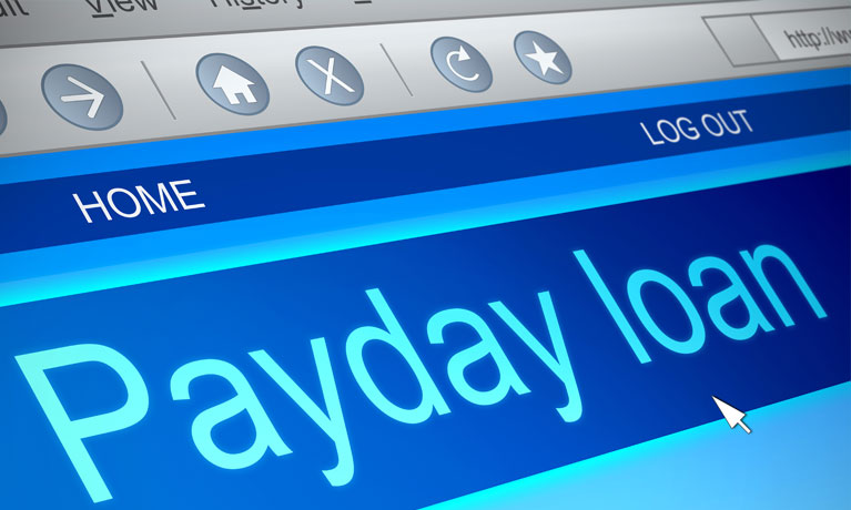 Payday loan on a website browser screen 
