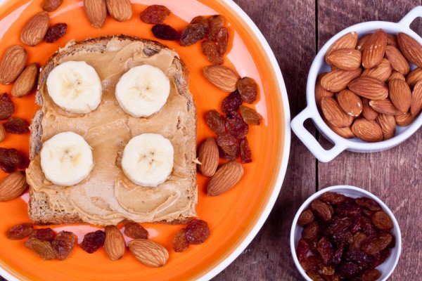 Almond butter and banana toast