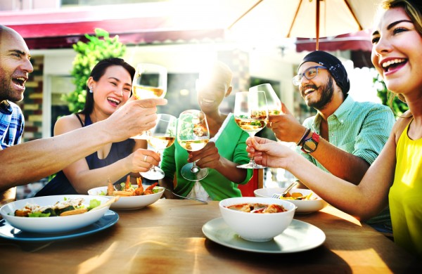 Friends having dinner