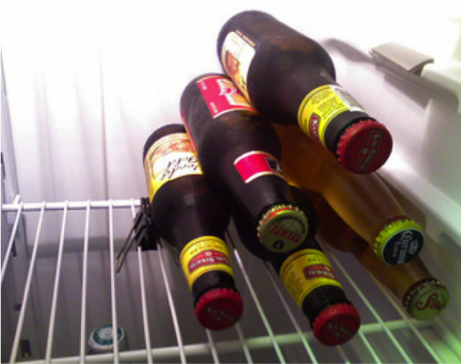 Stack your beer bottles in the fridge