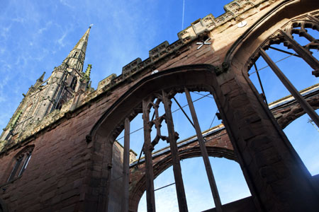 Coventry History - The roofless remains of the old cathedral