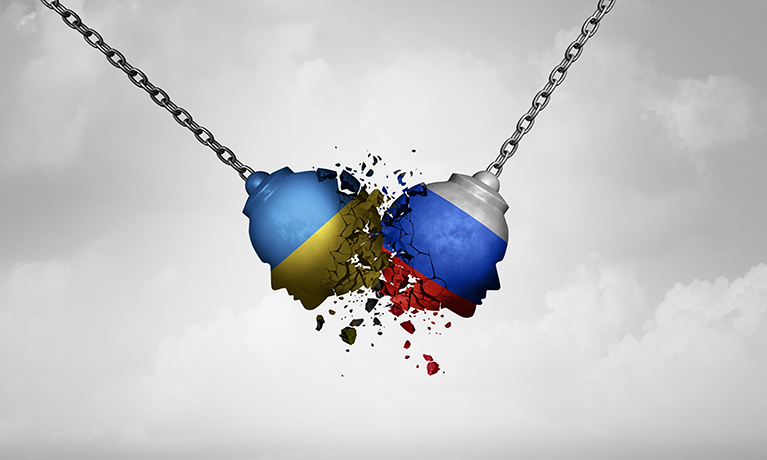 symbolic image representing the conflict between Russia and Ukraine