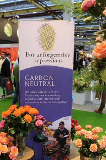 A stand about Carbon Neutral information at a flower exhibition