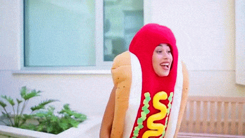 girl in hot dog costume