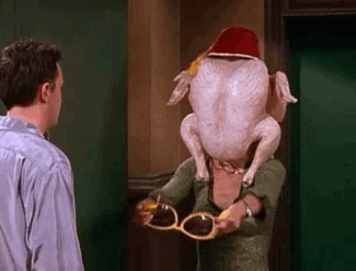 Thanksgiving episode of Friends, turkeys are excellent headwear